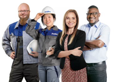 Group photo of diverse Leadec employees. 