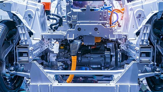View of an electric car battery.